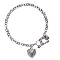 Juicy Couture Pave Heart Wish Bracelet Silver