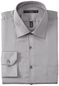 Geoffrey Beene Men's Fitted Sateen Dress Shirt, Gray, 16.5/34-35