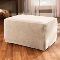 Sure Fit Stretch Stripe Ottoman Slipcover, Sand