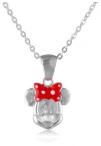 Disney Minnie Sterling Silver Enameled Pendant Necklace, 18