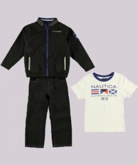 Nautica Sportswear Kids Boys 2-7 Three Piece Set, Deep Black, 2T