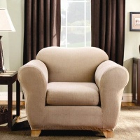 Sure Fit Stretch Stripe 2-Piece Chair Slipcover, Sand