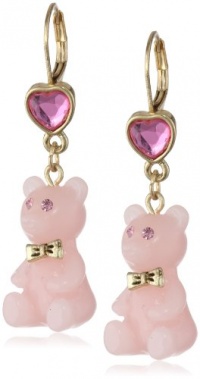 Betsey Johnson Heart Candy Boost Gummy Bear Drop Earrings