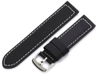 Hadley-Roma Men's MSM740RA 200 20-mm Black Silicone Layered Leather Watch Strap