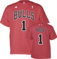 Derrick Rose adidas Red Name and Number Chicago Bulls T-Shirt