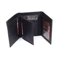 Mens Leather Trifold Wallet 10 Card Slots 2 IDs 2 Bill Sections Extra Capacity