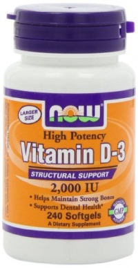 NOW Foods Vitamin D-3, Structural Support 2000 I.U., 240 Softgels