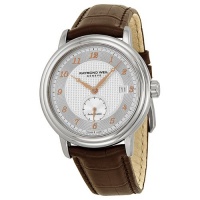 Raymond Weil Maestro Silver Dial Stainless Steel Brown Leather Automatic Mens Watch 2838-SL5-05658