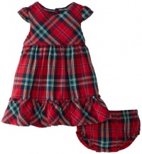 Nautica Baby-Girls Infant Cap Sleeve Plaid Dress, Red, 12 Months