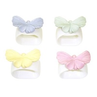 Lenox China Pastel Butterfly Sentiments Napkin Rings - Set of 4