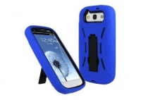 Blue and Black Kickstand Hybrid Silicon Rubber Gel Hard Plastic Cover Case w/ Stand for Samsung Galaxy S3 III I9300 L710 I535 I747 T999 (Sprint, Verizon, At&t, T-mobile)