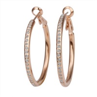 Lekani 18KRGP Plated Base Rose Gold Color Rhinestone Crystal Hoop Earring