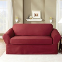 Sure Fit 107927275A_S-MERLT Twill Supreme Sofa Slipcover, Merlot