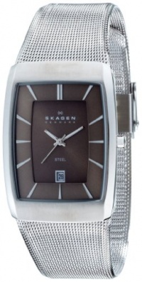 Skagen Denmark Mens Watch Men's Silver Rectangular Case #690LSSM