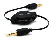 Monoprice 2.5ft Retractable 3.5mm Male-Male Audio Cable - Black