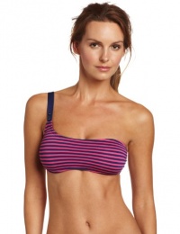 Splendid Women's Malibu Stripe Bandeau Top, Navy/Fuchsia, X-Small