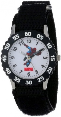 Marvel Comics Kids' W000106 Time Teacher Stainless Steel and Nylon Spider-Man Watch