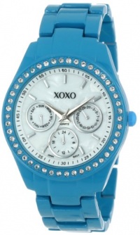 XOXO Women's XO113 Rhinestone Accent Turquoise Enamel Bracelet Watch