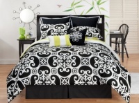 Sunset and Vine Kennedy 8-Piece Queen Comforter Set, Black/White