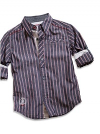 GUESS Kids Boys Little Boy Long-Sleeve Reactor Shirt, STRIPE (5/6)