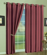 5 Colors - Mira Grommet Window Curtain Panels 58 x 108 - Burgundy