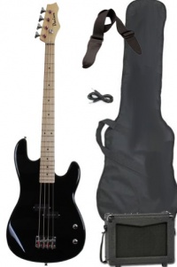 Full Size Electric Bass Guitar Starter Beginner Pack with Amp Case Strap Black Package