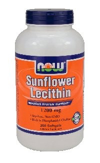 Now Foods Sunflower Lecithin Non GMO, 1200mg, Soft-gels, 200-Count