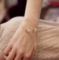 Crystal Bow Gold Cuff Bracelet