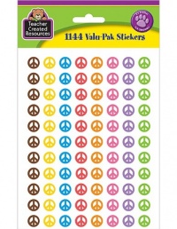 Teacher Created Resources Mini Stickers Valu Pak, Peace Signs (5162)