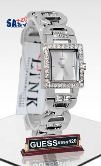 GUESS U95162L1 Feminine Shine + Sparkle Watch in Silver