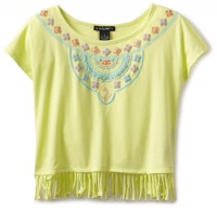 Baby Phat Girl's Fringe Top with Aztec Print, Green, Medium