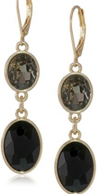 Anne Klein Bejeweled Color Gold-Tone Double Drop Earrings