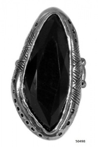 TRENDY FASHION OVAL STONE SET IN METAL STRETCH RING BY FASHION DESTINATION | (Black)