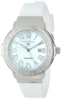 Swiss Legend Women's 20032D-02 South Beach Collection Stainless Steel, White Silicone, and  Diamond Watch