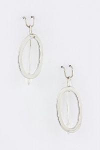 TRENDY FASHION OVAL METAL EARRINGS BY FASHION DESTINATION | (Silver)