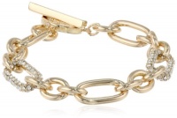 Anne Klein A Little Sparkle Gold-Tone and Pave Link Bracelet, 7.5