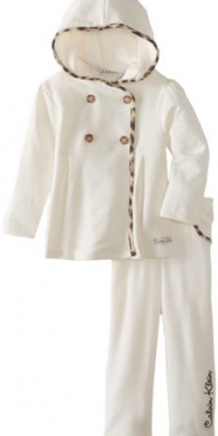 Calvin Klein Baby-Girls Infant Cream Hooded Jacket With Pant, Ivory, 18 Months