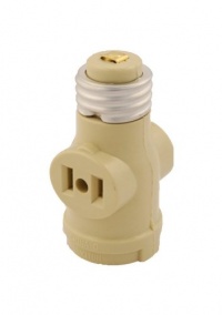 Leviton 1403-I 660 Watt, 125 Volt, Two Outlet Socket Adapter, Ivory