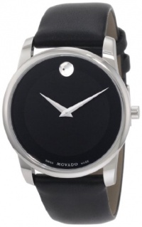 Movado Men's 0606502 Museum Stainless Steel and Black Leather Strap Watch