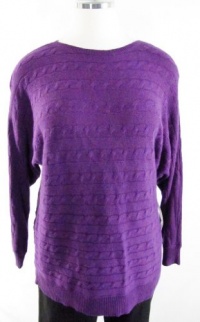 Ralph Lauren Brilliant Purple Boat Neck Horizontal Cable Knit Dolman Sleeve Sweater