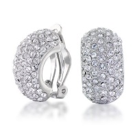 Bling Jewelry CZ 7 Row Half Hoop Huggie Clip On Earrings