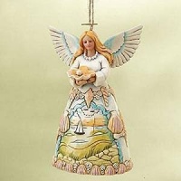 Jim Shore Heartwood Creek from Enesco Angel with Sea Scene Ho 4.5 IN