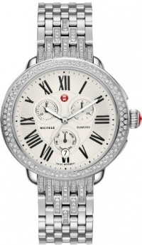 Michele Serein Diamond Silver Dial Chronograph Ladies Watch