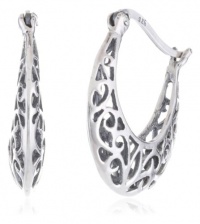 Sterling Silver Bali-Inspired Filigree Round Hoop Earrings