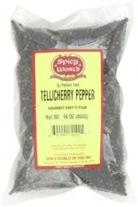 Spicy World Peppercorn (Whole)-Black Tellicherry, 16 Oz. bag