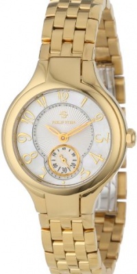 Philip Stein Women's 44GP-FMOP-SS5GP Round Gold Plated Mother-Of-Pearl Gold Plated Bracelet Watch