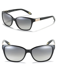 Sleek wayfarer sunglasses with metal logo detail at temples, a chic look from Ralph by Ralph Lauren.