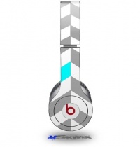 Chevrons Gray And Aqua Decal Style Skin (fits Beats Solo HD Headphones - HEADPHONES NOT INCLUDED)