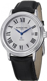 Raymond Weil Maestro Silver Dial Black Leather Automatic Mens Watch 2847-STC-00659