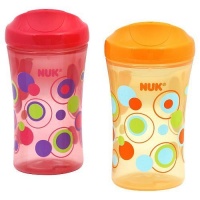 NUK Gerber Graduates Learning System 2 Pack Spout Learning Cup, Blue/Orange Dots, 10-Ounce